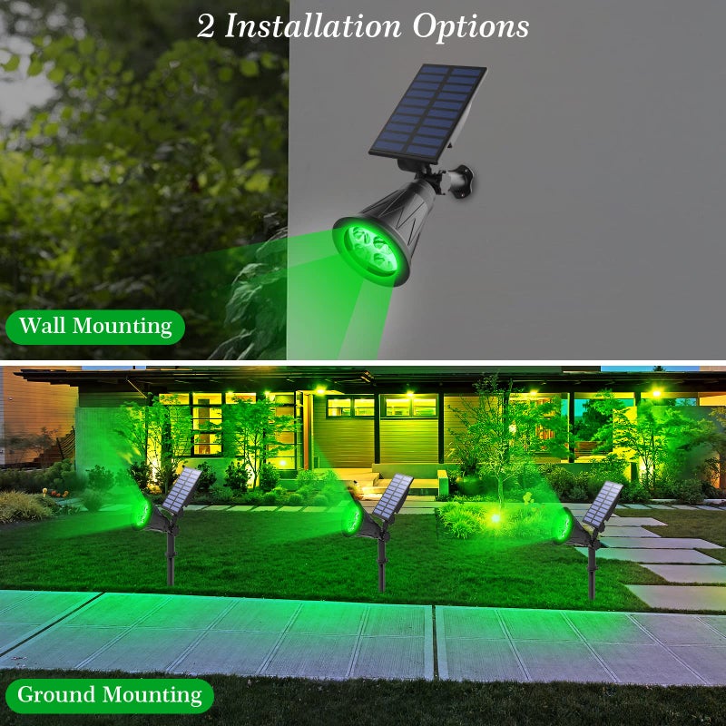 T-SUN Green Solar Spotlights, Green Solar Lights Outdoor, Auto-ON/Off 180Â°Angle Adjustable Solar Lights for Tree, Patio, Yard, Garden, Driveway, Pool Area (Green-2pack) - Image 5